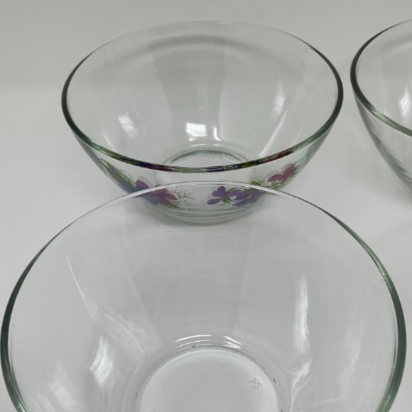 Vintage Set of 7 Avon Wild Violets Collection J Walsh Clear Crystal Glass Bowls - Picture 7 of 10